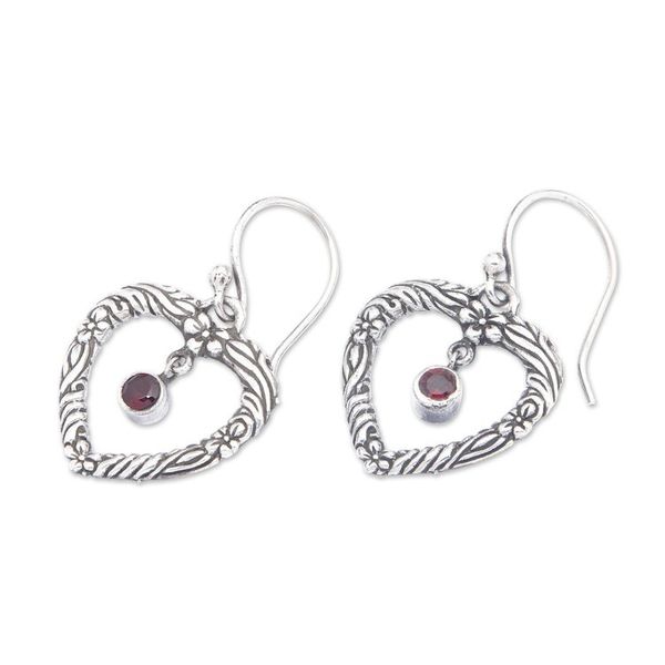 Alternate image for Sterling Silver and Garnet Dangle Earrings from Indonesia Steal My Heart
