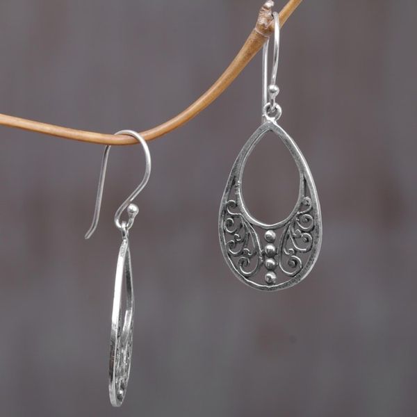 Alternate image for Sterling Silver Openwork Dangle Earrings from Indonesia Young Beauty