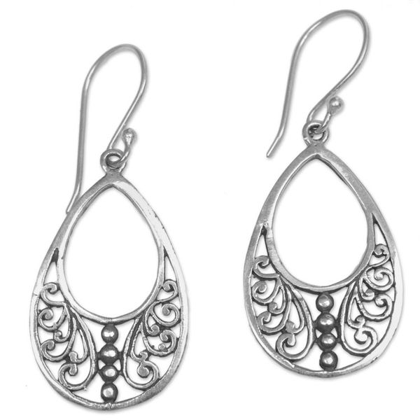 Alternate image for Sterling Silver Openwork Dangle Earrings from Indonesia Young Beauty