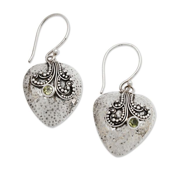 Alternate image for Sterling Silver Heart Earrings with Peridot Loves Story