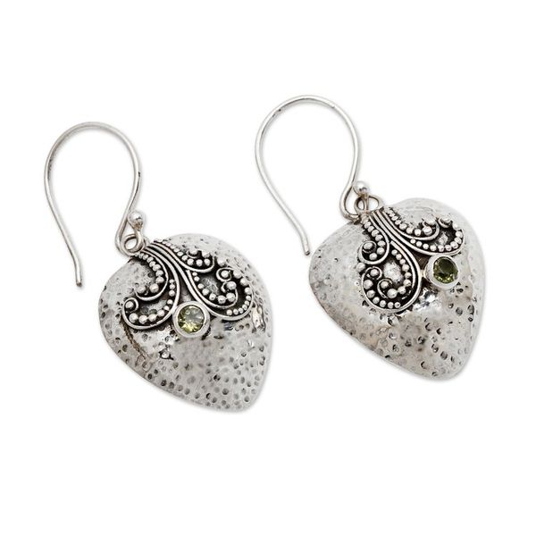Alternate image for Sterling Silver Heart Earrings with Peridot Loves Story