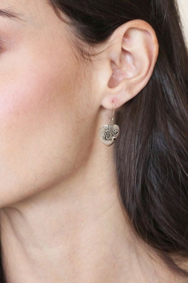 Alternate image for Sterling Silver Heart Earrings with Peridot Loves Story