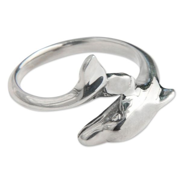 Alternate image for Sterling Silver Dolphin Ring with High Polished Finish Lovely Dolphin