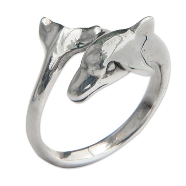 Alternate image for Sterling Silver Dolphin Ring with High Polished Finish Lovely Dolphin