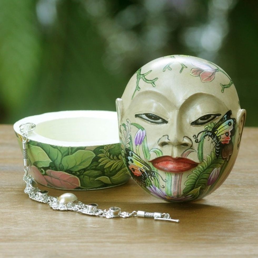 Hand Painted Balinese Ramayana Theme Decorative Box 'Portrait of Anggada'