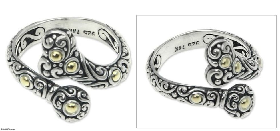 Gold accent wrap ring 'Heartfelt Embrace'