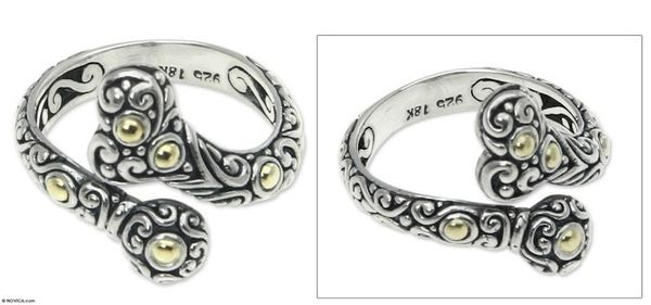 Alternate image for Gold accent wrap ring Heartfelt Embrace
