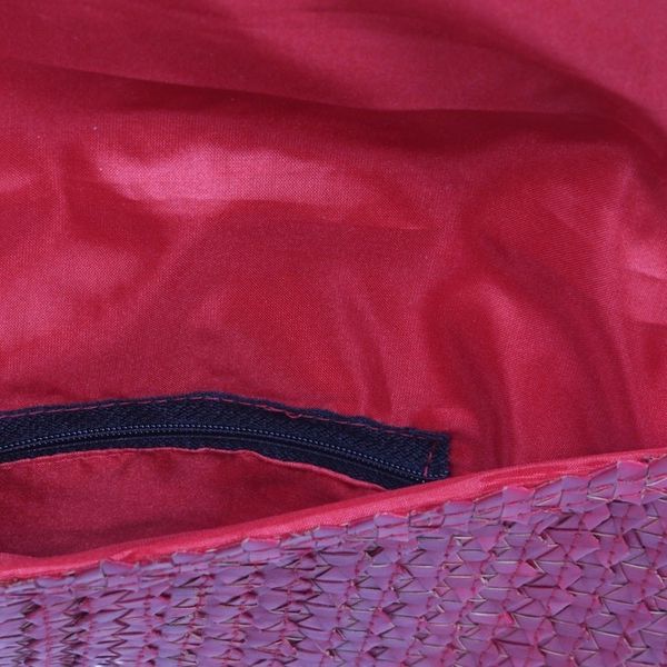 Alternate image for Hand Made Palm Leaf Fiber Clutch Handbag Indonesia Trance in Ruby Red