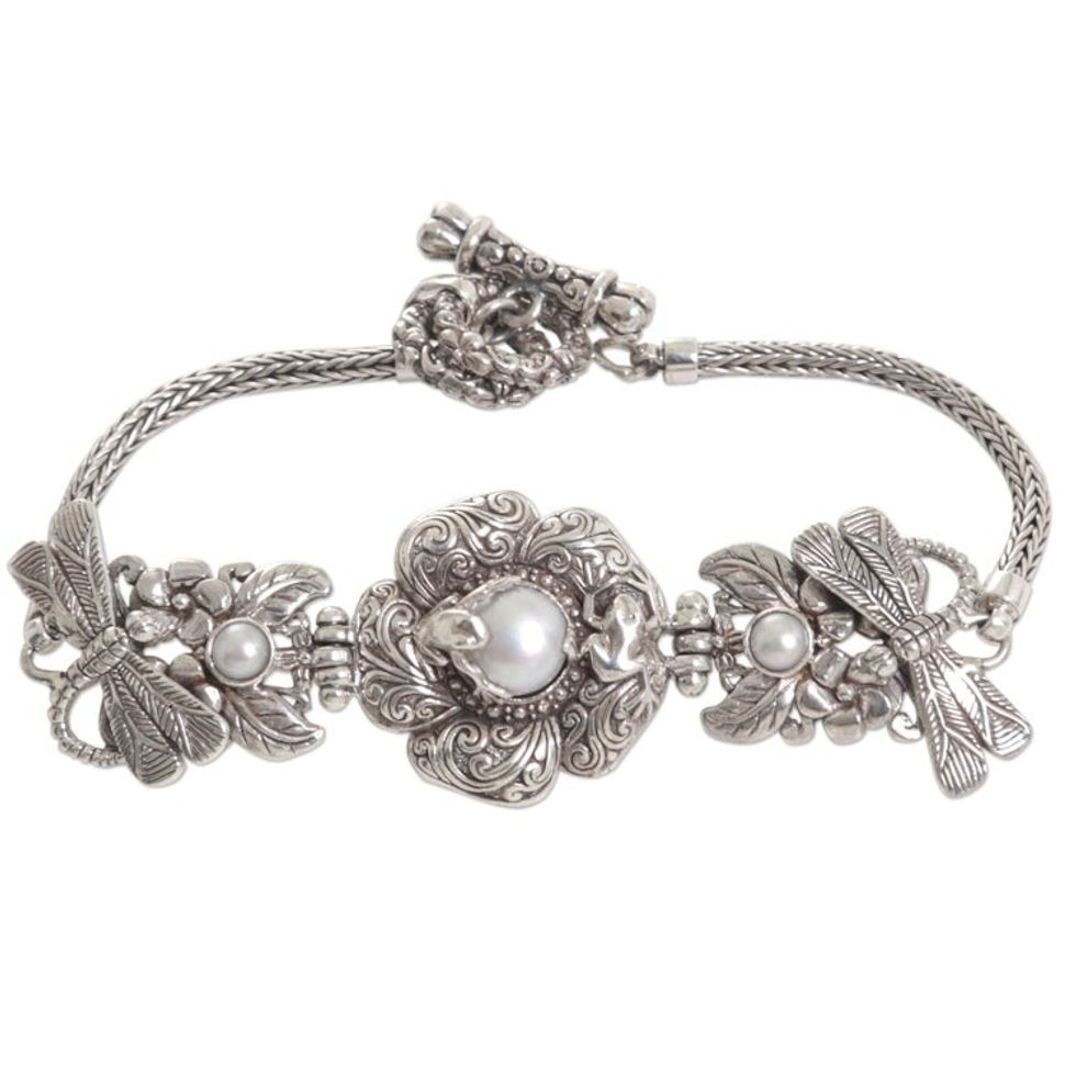 Cultured Pearl Sterling Silver Bracelet Handmade Indonesia 'Energy of Life'