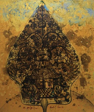 Alternate image for World Peace-themed Abstract Tree of Life Painting from Java Gunungan Tree of Life