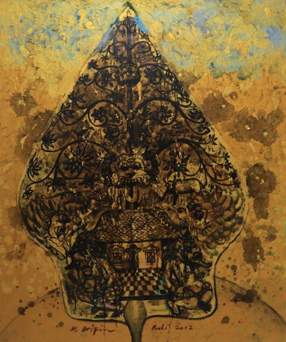 World Peace-themed Abstract Tree of Life Painting from Java 'Gunungan Tree of Life'