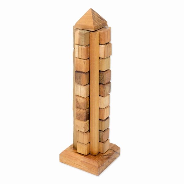 Alternate image for Handmade Javanese Recycled Teak Wood Desktop Puzzle Tower