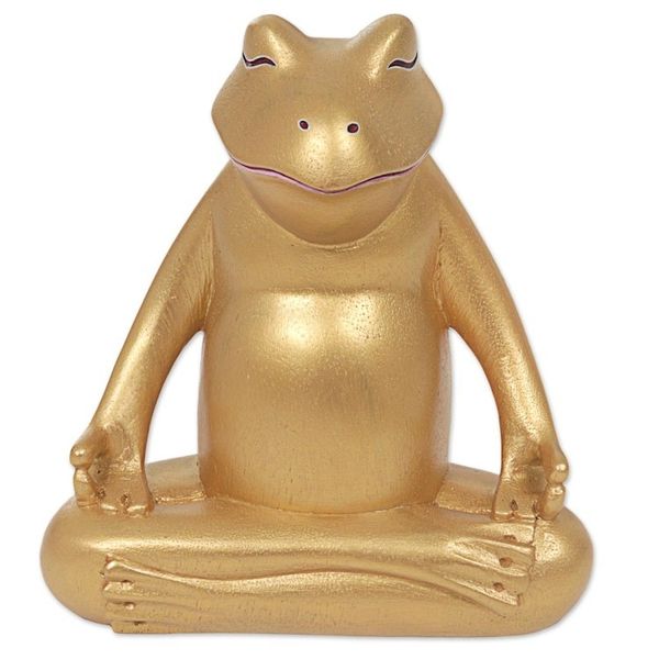Alternate image for Hand Made Gold Tone Wood Frog Sculpture from Indonesia Peaceful Frog