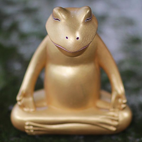 Alternate image for Hand Made Gold Tone Wood Frog Sculpture from Indonesia Peaceful Frog