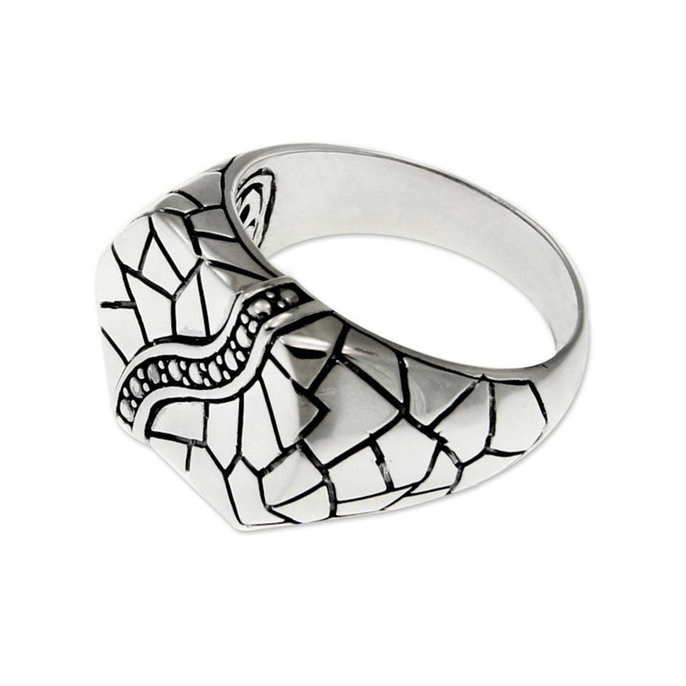 Men's sterling silver ring 'Cobblestones'