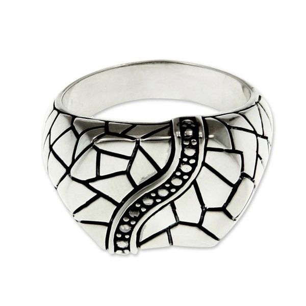 Alternate image for Mens sterling silver ring Cobblestones