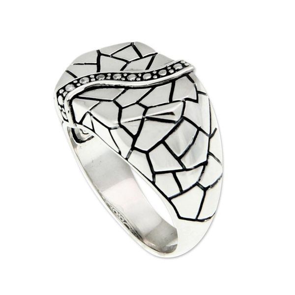 Alternate image for Mens sterling silver ring Cobblestones