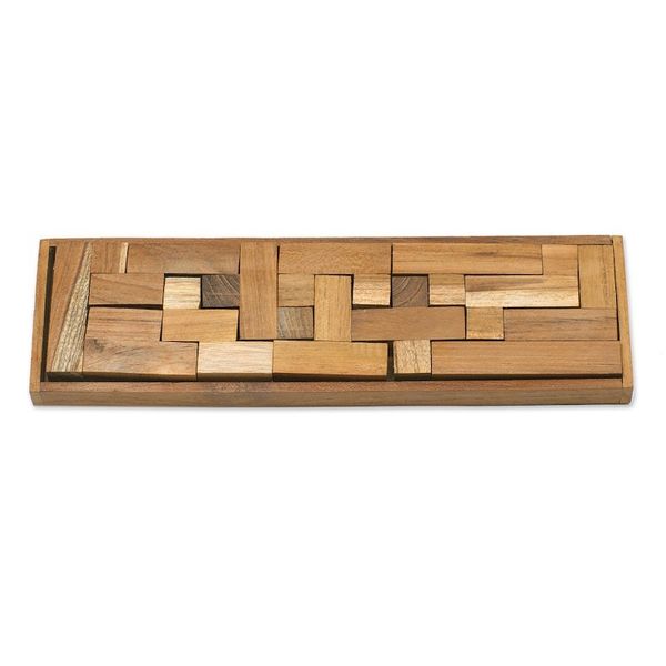 Alternate image for Hand Crafted Recycled Teak Wood Puzzle from Java Tray of Fun