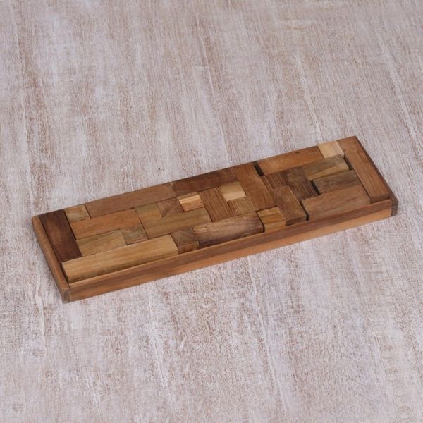 Alternate image for Hand Crafted Recycled Teak Wood Puzzle from Java Tray of Fun