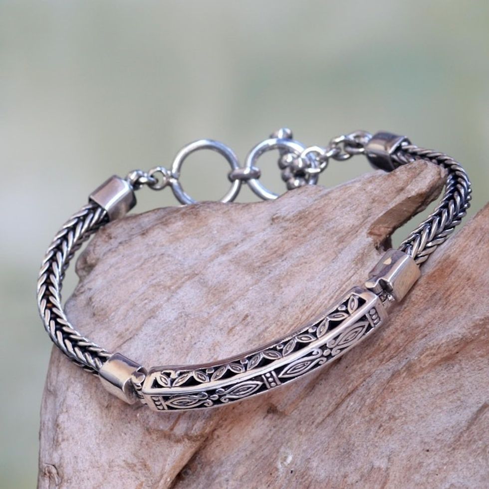 Hand Crafted Engraved Sterling Silver Bracelet from Bali 'Bali Bagus'