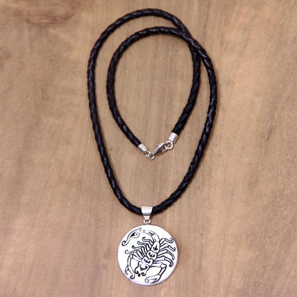 Alternate image for Scorpio Leather Necklace Hand Carved Bone Pendant Scorpio