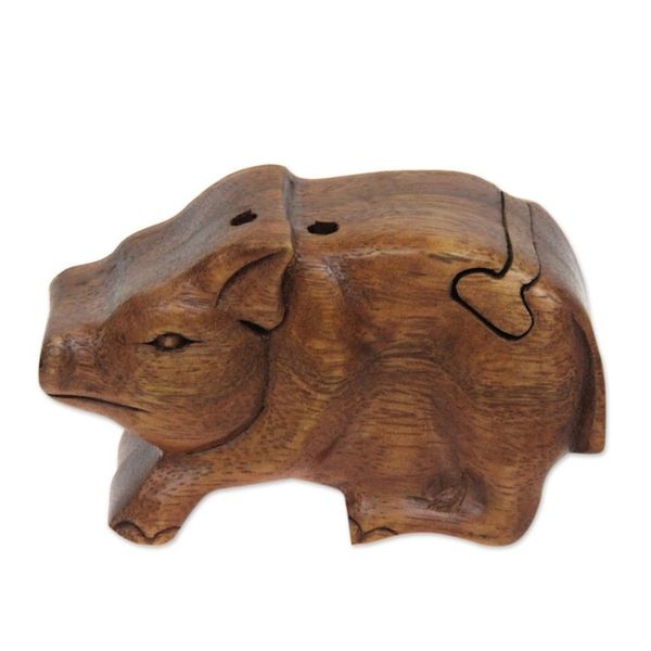 Alternate image for Handmade Puzzle Box Little Pig