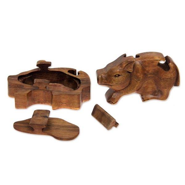 Alternate image for Handmade Puzzle Box Little Pig