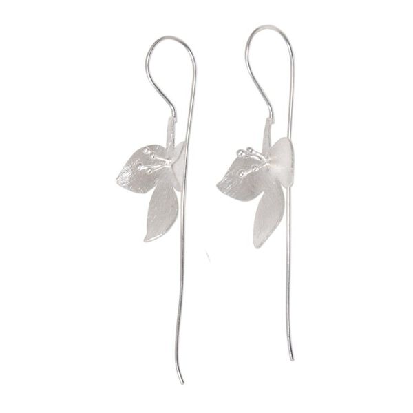 Alternate image for Artisan Crafted Sterling Silver Floral Drop Earrings Silver Tri Flower