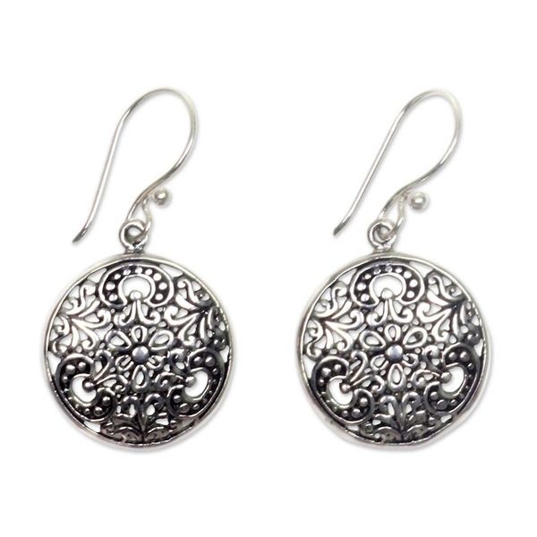 Alternate image for Balinese Handcrafted Sterling Silver Hook Earrings Sacred Moon