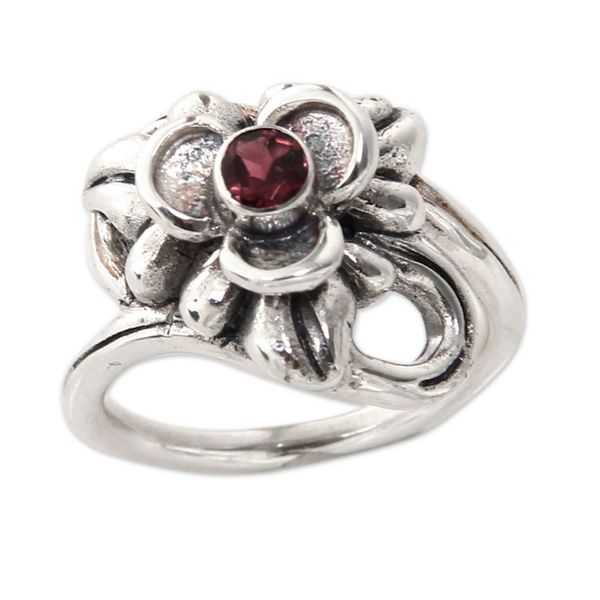 Alternate image for Tourmaline and Silver Handcrafted Floral Ring Ubud Orchid