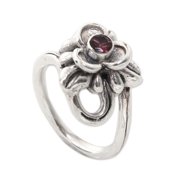 Alternate image for Tourmaline and Silver Handcrafted Floral Ring Ubud Orchid