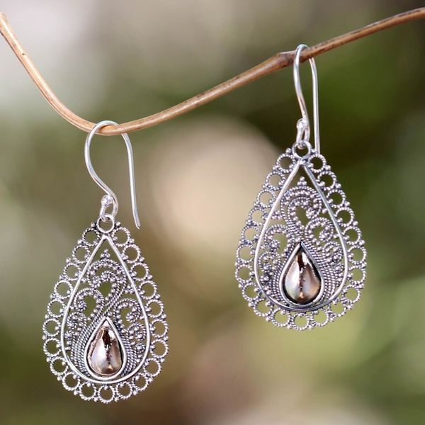 Alternate image for Silver Lace Earrings with 18k Gold Silver Lace
