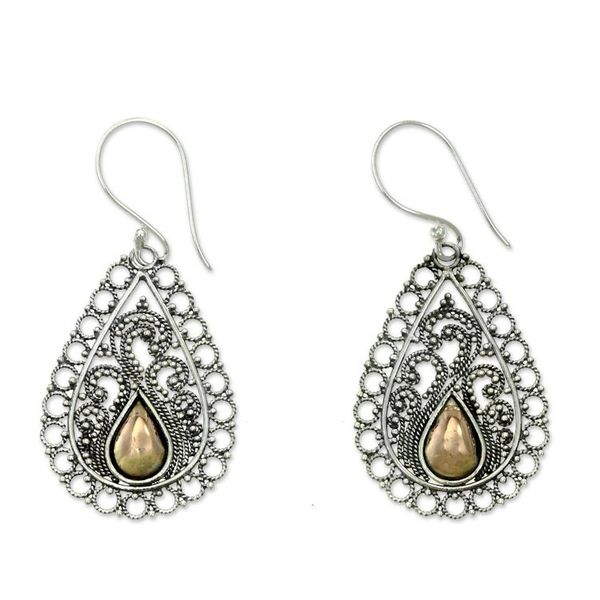 Alternate image for Silver Lace Earrings with 18k Gold Silver Lace