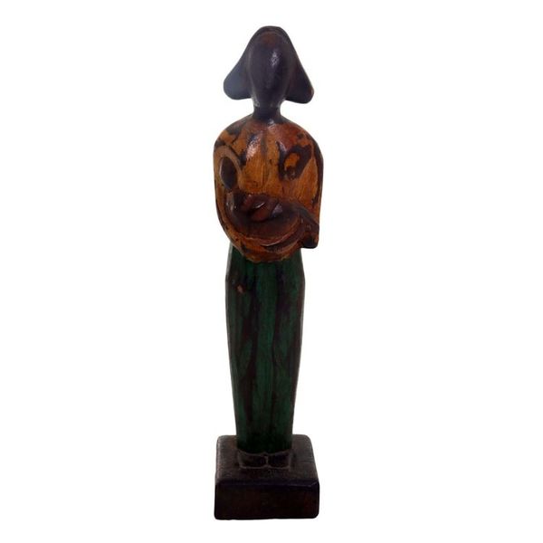 Alternate image for Lovely Mother and Child Sculpture in Hand Carved Wood Lovely Mother
