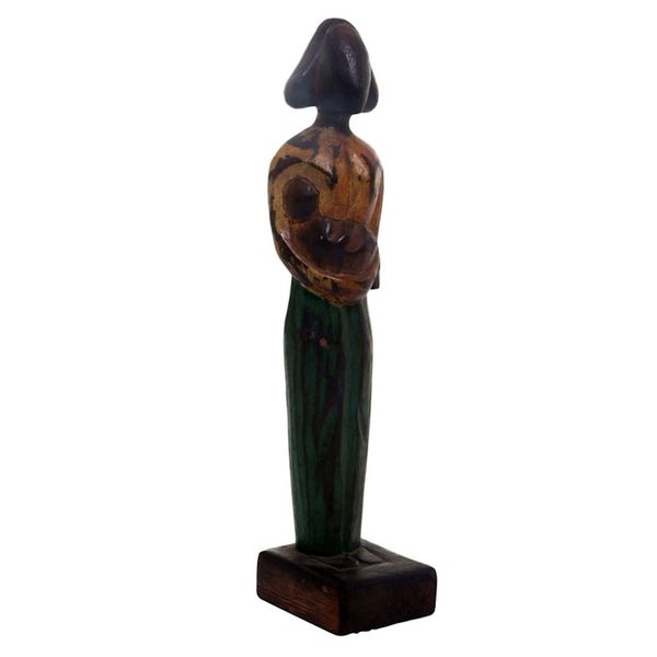 Alternate image for Lovely Mother and Child Sculpture in Hand Carved Wood Lovely Mother