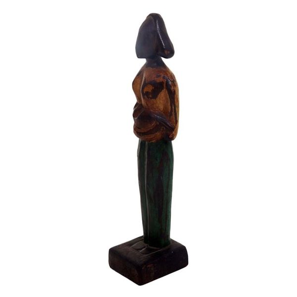 Alternate image for Lovely Mother and Child Sculpture in Hand Carved Wood Lovely Mother