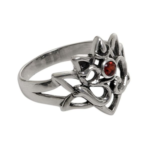 Alternate image for Garnet Sterling Silver Om Cocktail Ring from Indonesia Jeweled Om