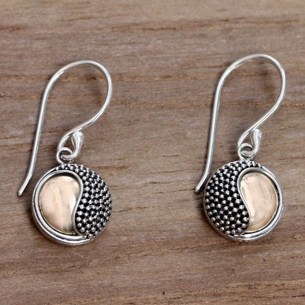 Alternate image for Handmade Gold Accent and Sterling Silver Dangle Earrings Shy Moon