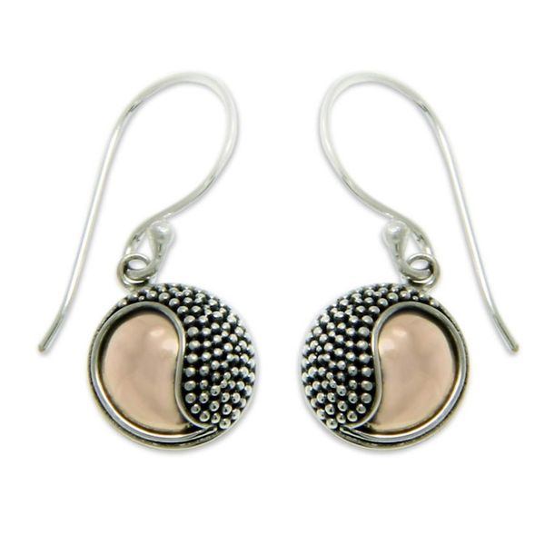 Alternate image for Handmade Gold Accent and Sterling Silver Dangle Earrings Shy Moon