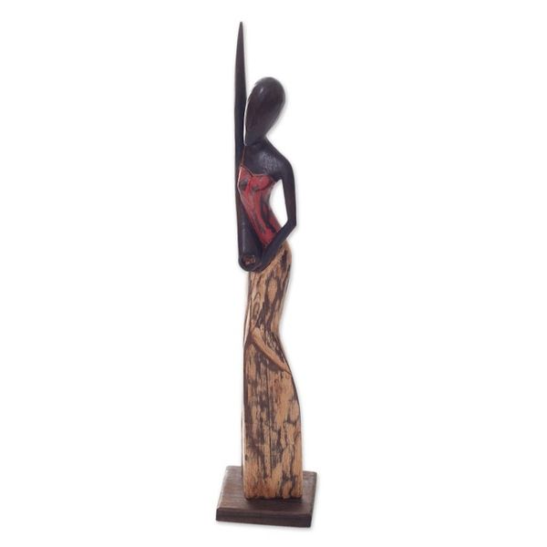 Alternate image for Handcrafted Artisan Sculpture of Woman with Didgeridoo Didgeridoo Lady