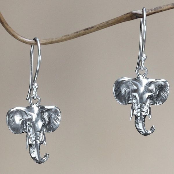 Alternate image for Sterling silver dangle earrings Balinese Elephants