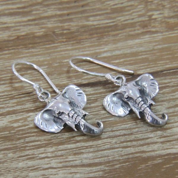 Alternate image for Sterling silver dangle earrings Balinese Elephants