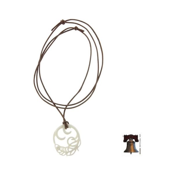 Alternate image for Bone pendant necklace Peacock Feather