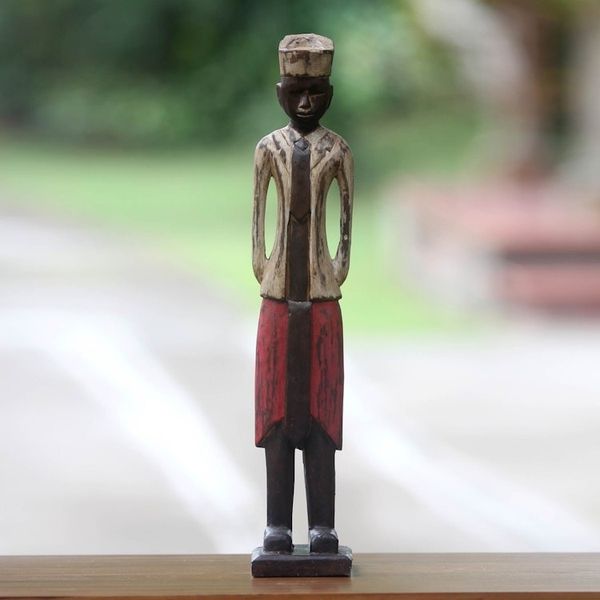 Alternate image for Hand Carved Wood Indonesian Male Figurine from Bali Demang II