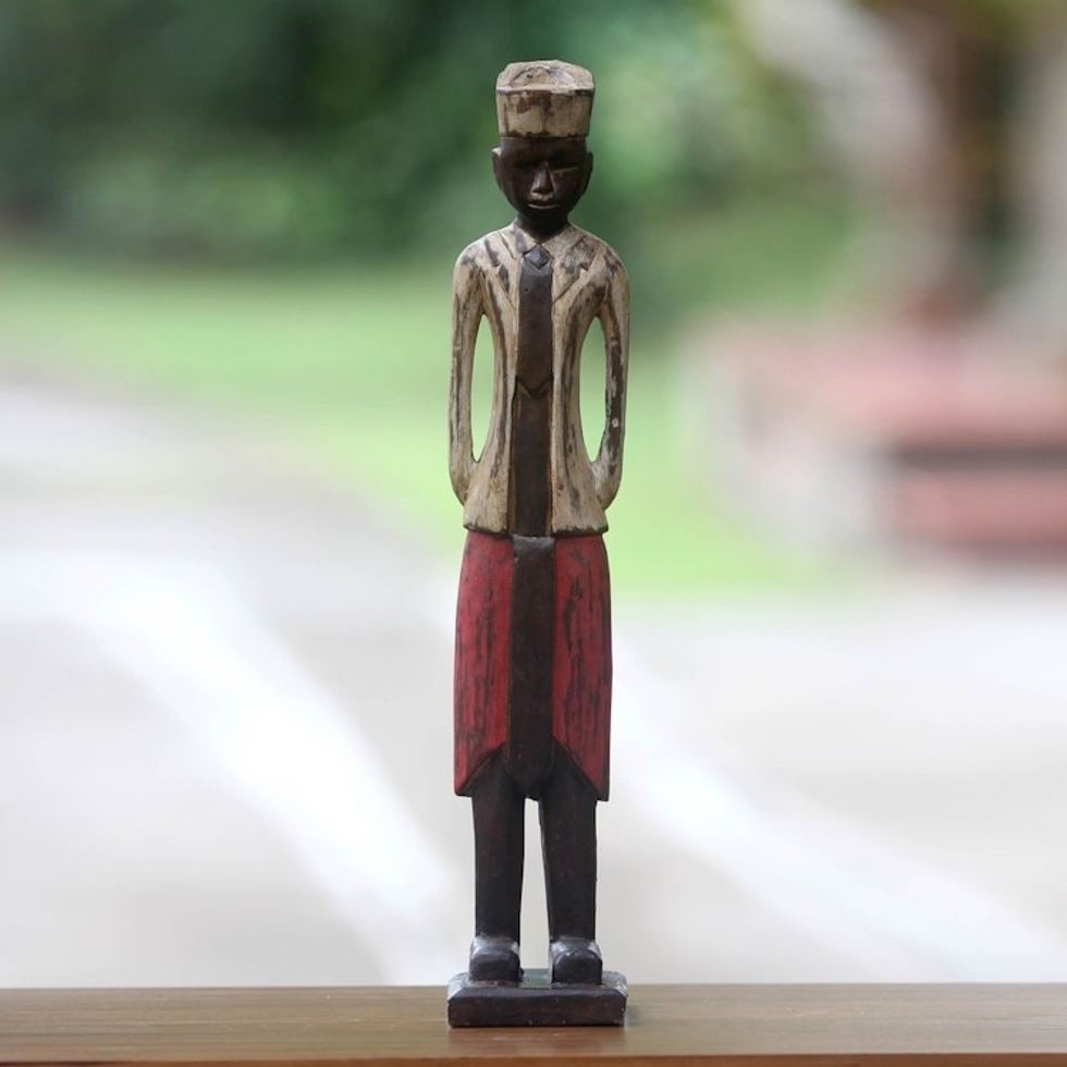 Hand Carved Wood Indonesian Male Figurine from Bali 'Demang II'