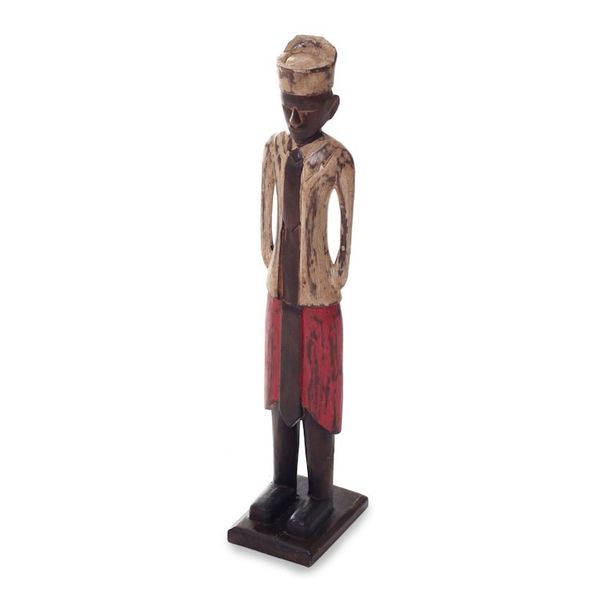 Alternate image for Hand Carved Wood Indonesian Male Figurine from Bali Demang II