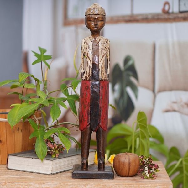 Alternate image for Hand Carved Wood Indonesian Male Figurine from Bali Demang II