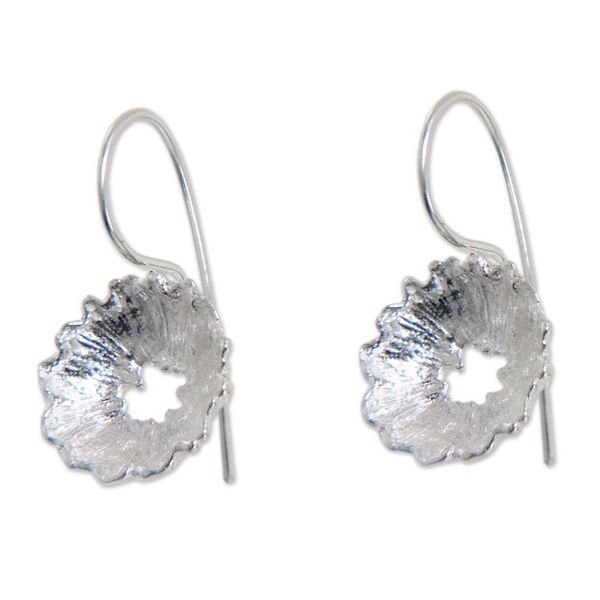 Alternate image for Flower Jewelry Sterling Silver Earrings Handmade in Bali Crown Anemone