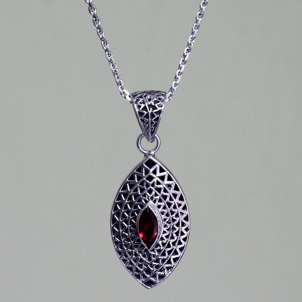 Alternate image for Garnet pendant necklace Java Shield