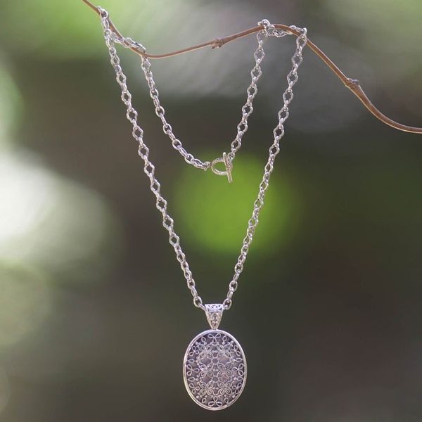Alternate image for Sterling silver pendant necklace Jasmine at Night